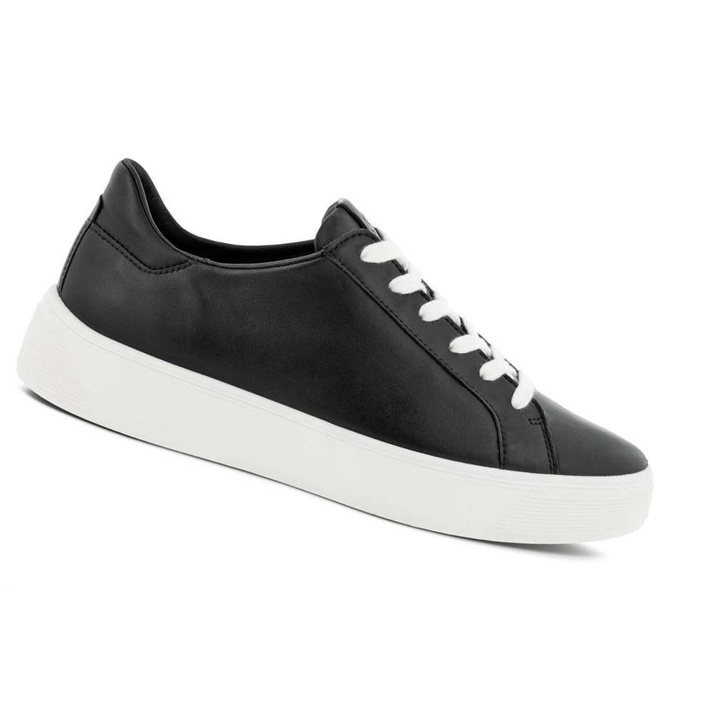 Women\'s Ecco Street Tray Sneakers Black | SG 260DFM